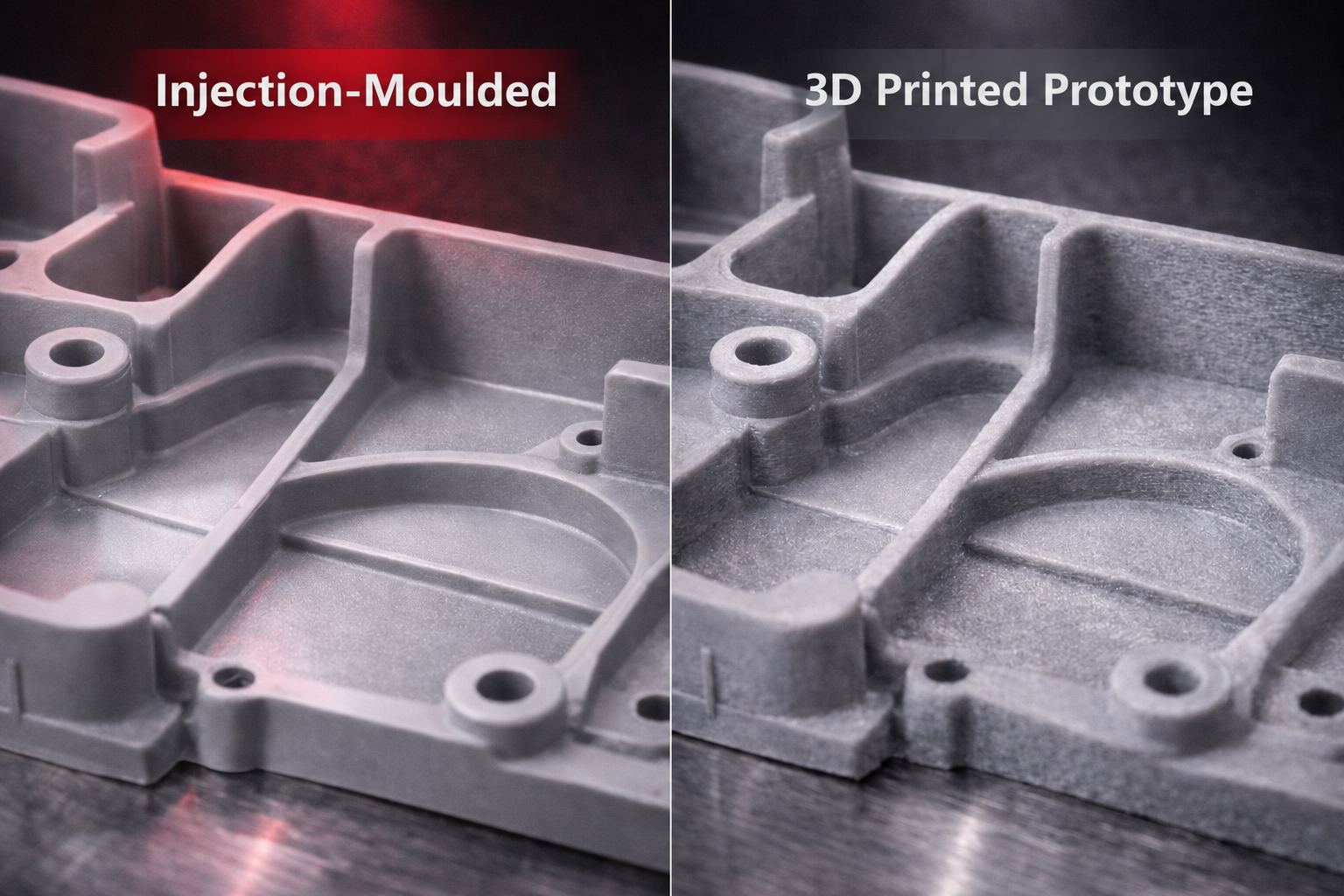 Comparison between injection-moulded part and 3D printed prototype to assess real process behaviour
